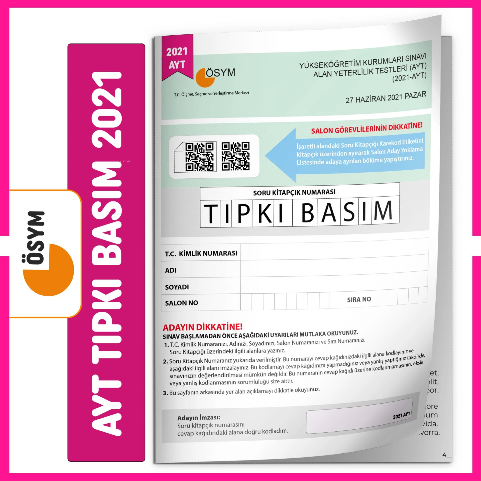 AYT 2021 Tıpkı Basım