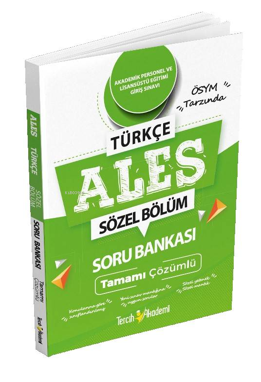  Ales Türkçe Tamamı Çözümlü Soru Bankası | Ales Türkçe Tamamı Çözümlü Soru Bankası | Kolektif | Ethem Bilici | Tercih Akademi | 9786257644693 