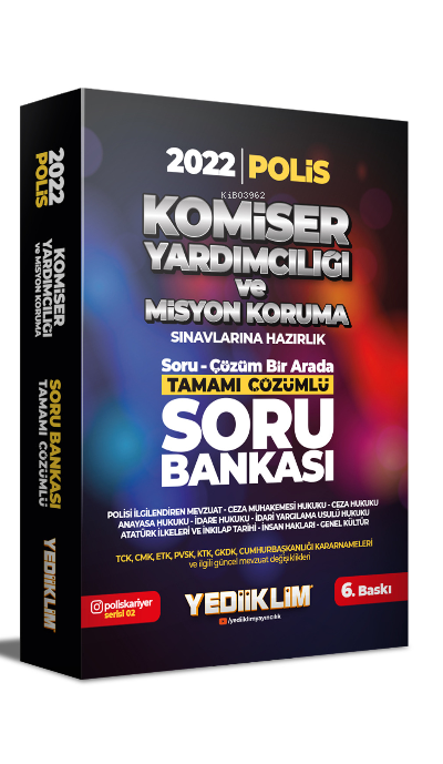  2022 Komiser Yardımcılığı ve Misyon Koruma Sınavlarına Hazırlık Tamamı Çözümlü Soru Bankası | Kolektif | Yediiklim Yayıncılık | 9786254310119 | 