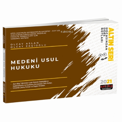  Medeni Usul Hukuku Hocasından Ders Notları 2021 | Olcay Aslan | Olcay Ekşioğlu | Savaş Yayınevi | 9786257127455 | 
