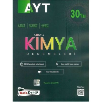  AYT Kimya Branş Denemesi(30lu) (Tümü Video Çözümlü) | Kolektif | Kafa Dengi | 9786257079525 | 