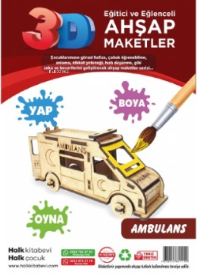  Ambulans Ahşap Maket | Ambulans Ahşap Maket | Halk Kitabevi | 7858248841410 