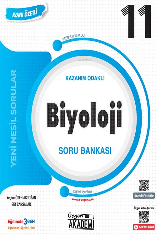  11 Sınıf Biyoloji Konunun Özü Soru Bankası Üçgen Akademi Yayınları | 11 Sınıf Biyoloji Konunun Özü Soru Bankası Üçgen Akademi Yayınları | Kolektif | Üçgen Akademi (Hazırlık) | 9786258251463 