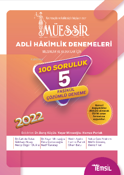  Müessir Adli Hakimlik Denemeleri Tamamı Çözümlü 5 Deneme | Kolektif | Temsil Kitap | 9786257262996 | 