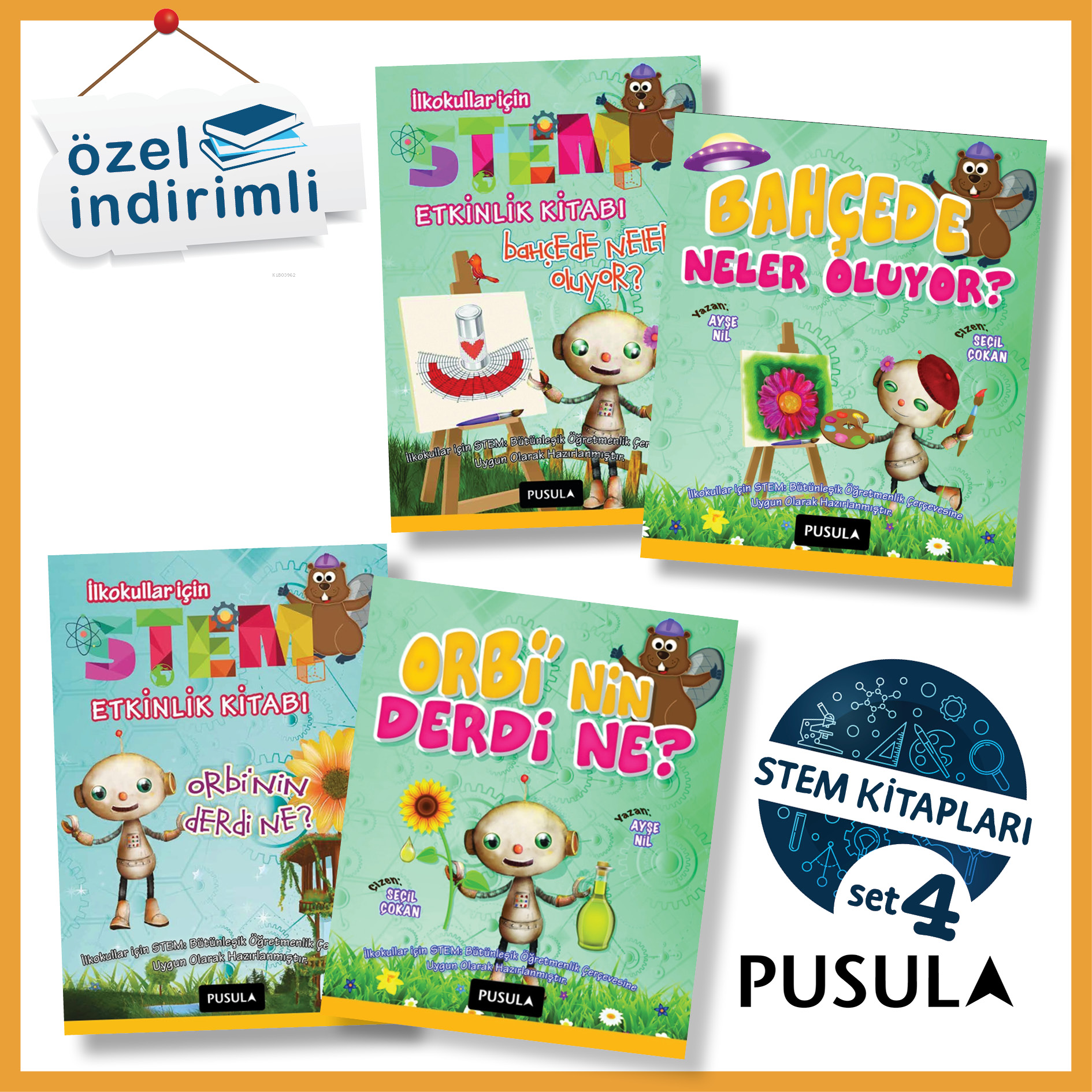  İlkokullar İçin Stem Seti 3 | İlkokullar İçin Stem Seti 3 | MSencer Çorlu | Ayşe Nil | Seçil Çokan | Lale Alperen | Pusula Yayıncılık | 9789757092885 