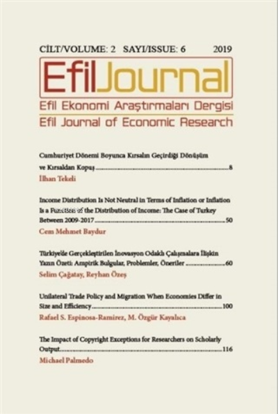 Efil Ekonomi Araştırmaları Dergisi Cilt 2 Sayı 7 | Efil Ekonomi Araştırmaları Dergisi Cilt 2 Sayı 7 | Kolektif | Ömer Faruk Çolak | Efil Journal Dergisi | 2619958015073 