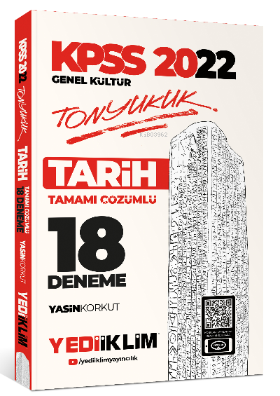 Yediiklim Yayınları 2022 KPSS Genel Kültür Tonyukuk Tarih Tamamı Çözümlü 18 Deneme