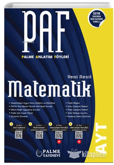  Palme Paf Yks Ayt Matematik Konu Kitabı *Yeni* | Kolektif | Palme (Hazırlık) | 9786052825891 | 