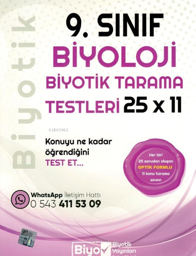  09Sınıf Biyotik Tarama Testi Biyoloji 2021 | 09Sınıf Biyotik Tarama Testi Biyoloji 2021 | Kolektif | Biyotik Yayınları (Hazırlık) | 9786056938887 
