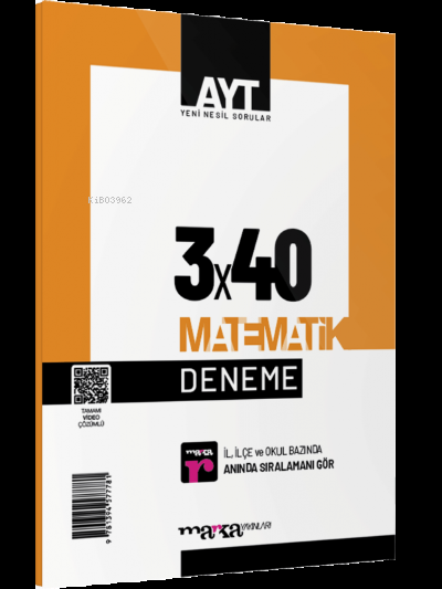  2023 AYT Matematik 3x40 Deneme Marka Yayınları | Kolektif | Marka Yayıncılık | 9788955632132 | 