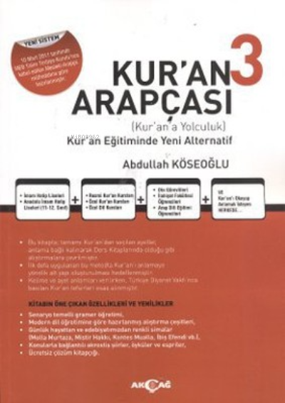 Kur'an Arapçası 3 (Kitap + Çözüm Kitabı) Kur'an Eğitiminde Yeni Alternatif