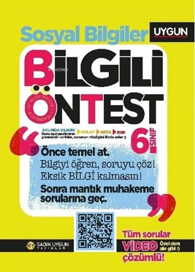  6Sınıf Bilgili Ön Test Sosyal Bilgiler | Kolektif | Sadık Uygun Yayınları | 9786257178105 | 
