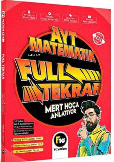  2023 Mert Hoca AYT Matematik Full Tekrar Video Ders Kitabı | 2023 Mert Hoca AYT Matematik Full Tekrar Video Ders Kitabı | Kolektif | F10 Yayınları | 9786057240606 