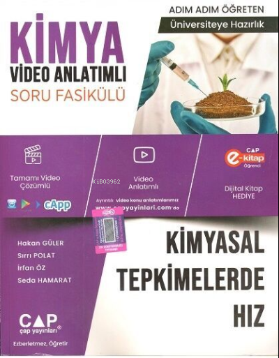  Çap Yayınları Üniversiteye Hazırlık Kimya Kimyasal Tepkimelerde Hız Konu Anlatımlı Soru Fasikülü | Kolektif | Çap Yayınları (Bayilik) | 9786258139808 | 