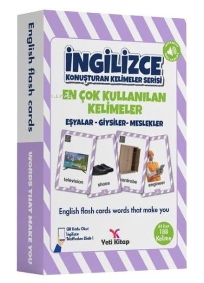 Eşyalar-Giysiler-Meslekler - En Çok Kullanılan Kelimeler İngilizce Konuşturan Kelimeler Serisi English Flash Cards - Words That Make You