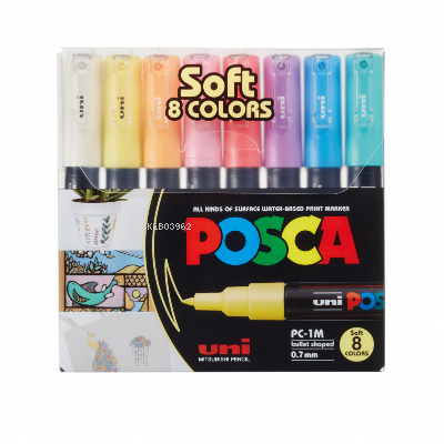 Uni POSCA 0.7 Su Bazlı Poster Markörü Soft Renk 8li
