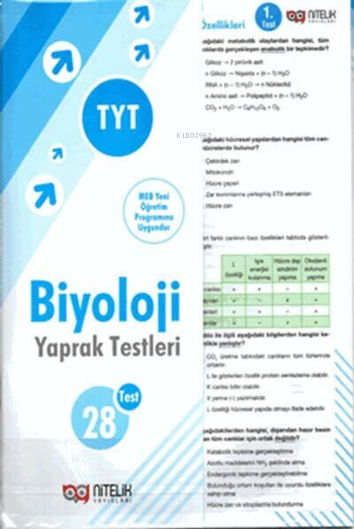  Nitelik Yaprak Test Yks Tyt Biyoloji | Kolektif | Nitelik Yayınları | 9786052723654 | 