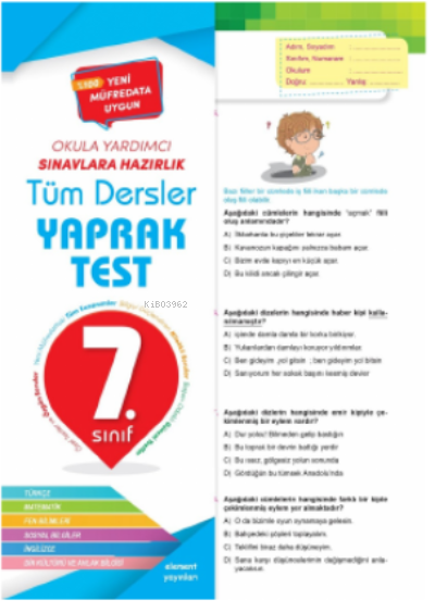 4 Element 7. Sınıf Tüm Dersler Yaprak Test 2023