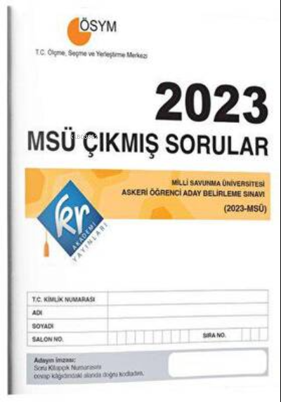 KR Akademi 2023 MSÜ Çıkmış Sorular Tıpkı Basım Kitapçığı