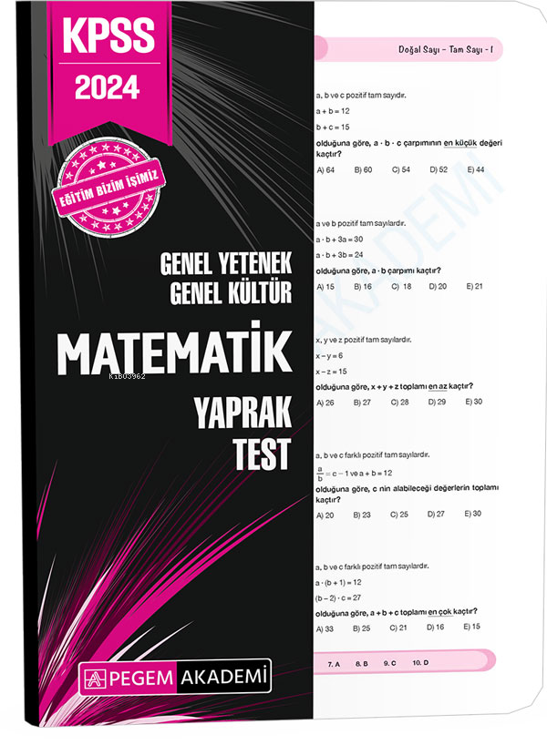 2024 KPSS Genel Yetenek Genel Kültür Matematik Yaprak Test