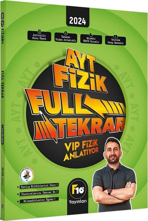 F10 Yayınları 2024 AYT Fizik Full Tekrar Video Ders Kitabı