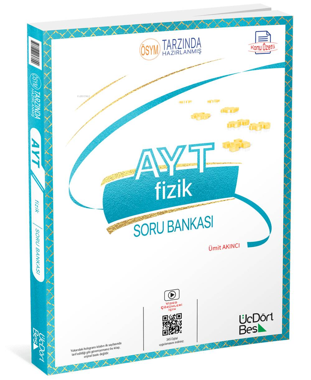 Üç Dört Beş Yayınları AYT Fizik Soru Bankası Üç Dört Beş