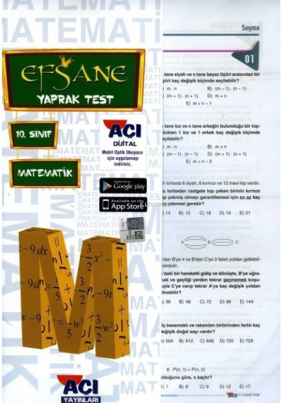 10. Sınıf Matematik Efsane Çek Kopart Yaprak Test Açı Yayınları