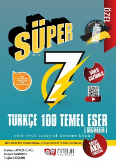 7. Sınıf Süper Türkçe 100 Temel Eser ;Paragraf Deneme Kitabı