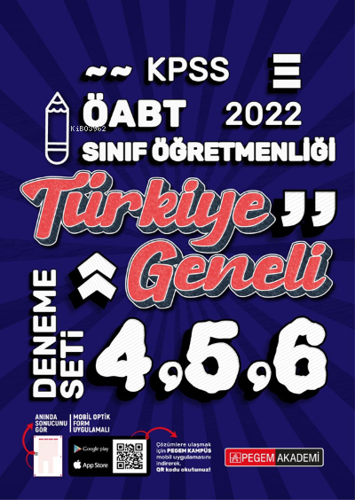  2022 KPSS ÖABT Sınıf Öğretmenliği Türkiye Geneli 456 (3lü Deneme) | 2022 KPSS ÖABT Sınıf Öğretmenliği Türkiye Geneli 456 (3lü Deneme) | Kolektif | Pegem Akademi Yayıncılık | 9780202148960 