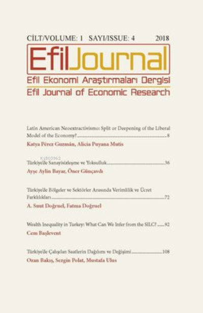  Efil Ekonomi Araştırmaları Dergisi Cilt 2 Sayı 5 | Efil Ekonomi Araştırmaları Dergisi Cilt 2 Sayı 5 | Kolektif | Ömer Faruk Çolak | Efil Journal Dergisi | 2619958015059 