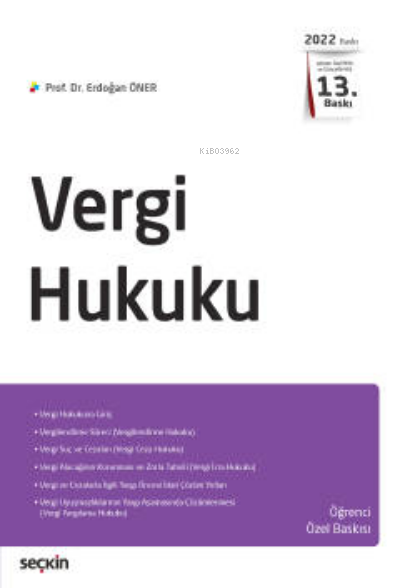 Vergi Hukuku | Erdoğan Öner | Seçkin Yayıncılık | 9789750275081 | 