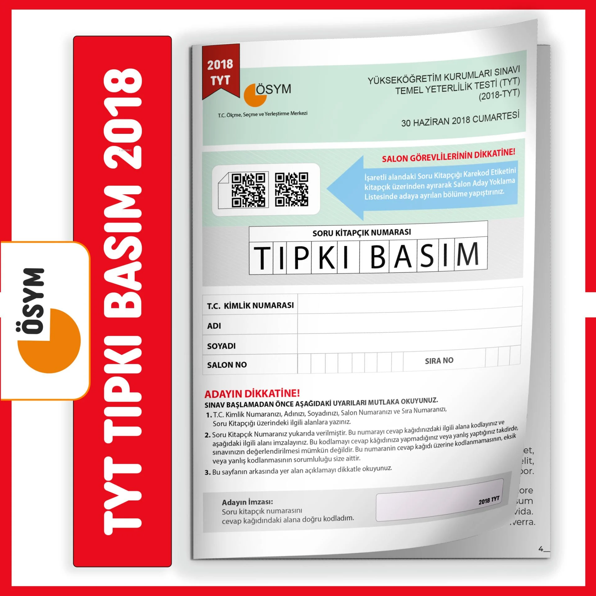 TYT 2018 ÖSYM Tıpkı Basım