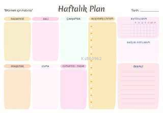  Haftalık Plan 1 | Haftalık Plan 1 | Wenote Tasarım | 8683675932412 
