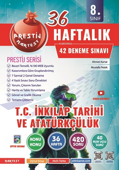 Nartest Yayınevi 8. Sınıf Haftalık T.C. İnkılâp Tarihi Ve Atatürkçülük Denemeleri