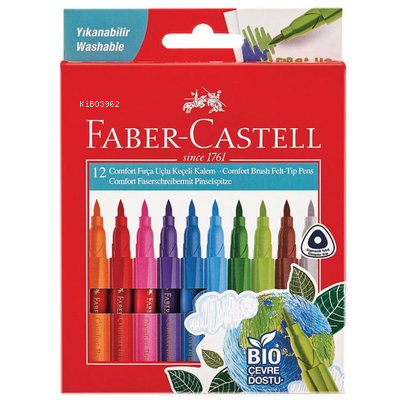 Faber-Castell Comfort 12li BIO Plastik Gövdeli Fırça Uçlu Keçeli Kalem