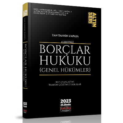  Borçlar Hukuku Genel Hükümler Konu Anlatımı | Tan Tahsin Zapata | Savaş Yayınevi | 9786258136609 | 