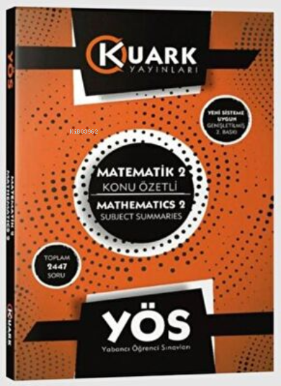  YÖS Matematik 2 Konu Özetli | Kolektif | Kuark Yayınları | 9786058090453 | 