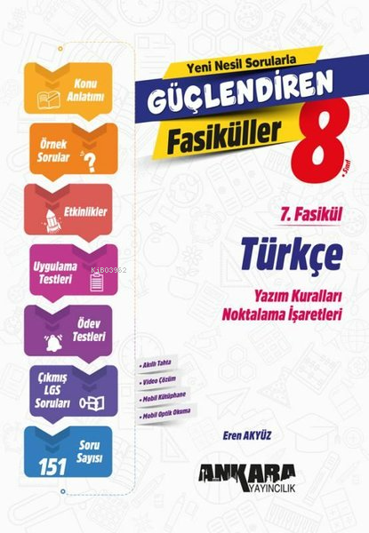  Ankara Yayıncılık 8 Sınıf Türkçe Güçlendiren 7 Fasikül | Ankara Yayıncılık 8 Sınıf Türkçe Güçlendiren 7 Fasikül | Eren Akyüz | Ankara Yayıncılık (Hazırlık) | 9786256711624 