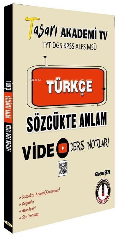TYT Türkçe Sözcükte Anlam Vİdeo Ders Notları Tasarı Eğitim Yayınları