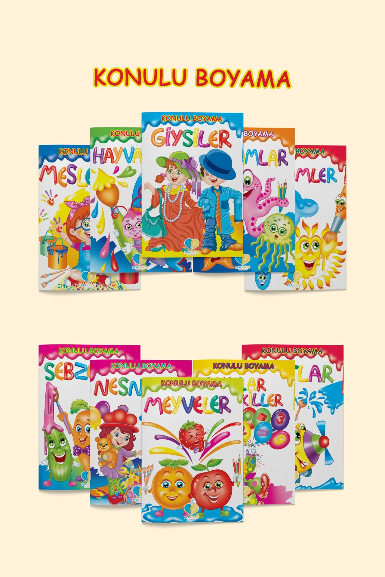 Mor Elma Konulu Boyama Serisi (10 Kitap 16 Sayfa)