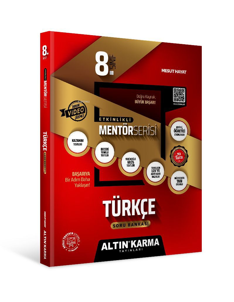 8.Sınıf Türkçe Altın Etkinlikli Kazanım Soru Bankası - Mentör Serisi