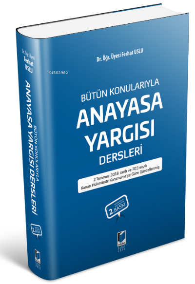  Anayasa Yargısı Dersleri | Ferhat Uslu | Adalet Yayınevi | 9786053005308 | 
