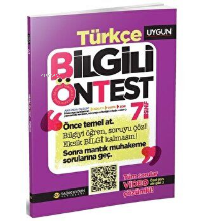  7Sınıf Bilgili Ön Test Türkçe | Kolektif | Sadık Uygun Yayınları | 9786052362891 | 
