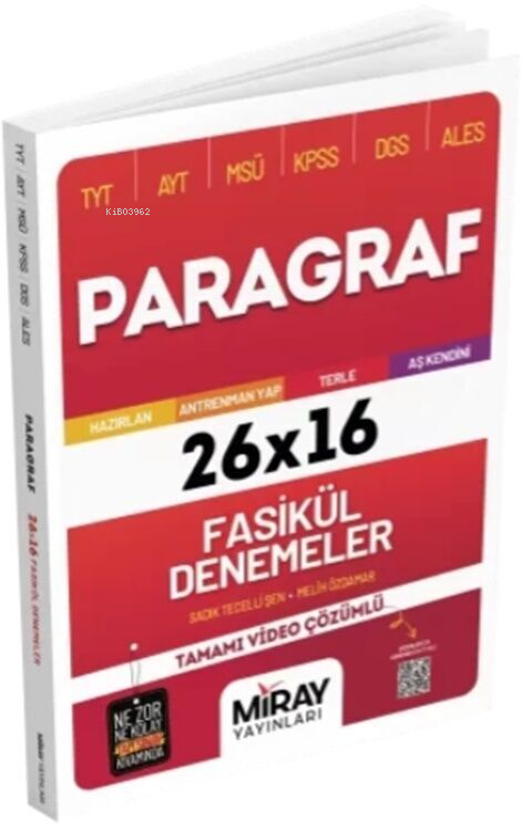 Miray Yayınları TYT AYT MSÜ KPSS DGS ALES Paragraf 26 x 16 Fasikül Denemeler