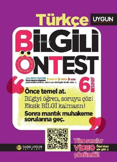  6Sınıf Bilgili Ön Test Türkçe | Kolektif | Sadık Uygun Yayınları | 9786052362914 | 