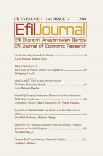 Efil Ekonomi Araştırmaları Dergisi  Cilt: 1 Sayı: 3