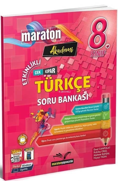 Maraton Yayıncılık Maraton Akademi 8.Sınıf Etkinlikli Türkçe Soru Bankası