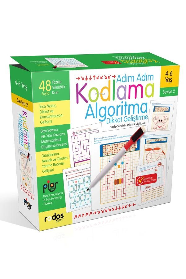  Adım Adım Kodlama Algoritma Dikkat Geliştirme / Seviye 2 / 46 Yaş | Adım Adım Kodlama Algoritma Dikkat Geliştirme / Seviye 2 / 46 Yaş | Kolektif | Piar Yayınevi | 8682974923541 