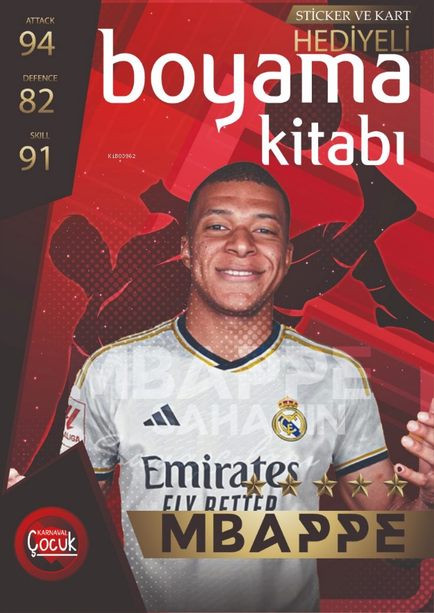 Mbappe - Sticker ve Kart Hediyeli Boyama Kitabı