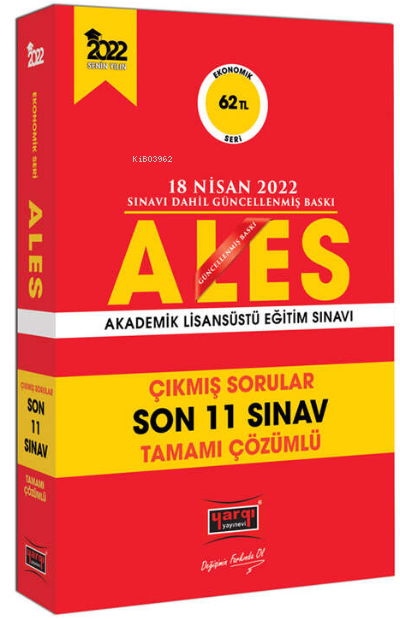  ALES Ekonomik Seri Son 11 Sınav Çıkmış Sorular (18 Nisan 2022 Sınavı Dahil) | Kolektif | Yargı Yayınevi | 9786254210013 | 